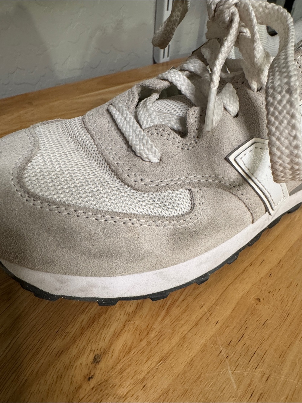 New Balance 574 Light Gray Suede & Mesh Sneakers - Picture 10 of 10
